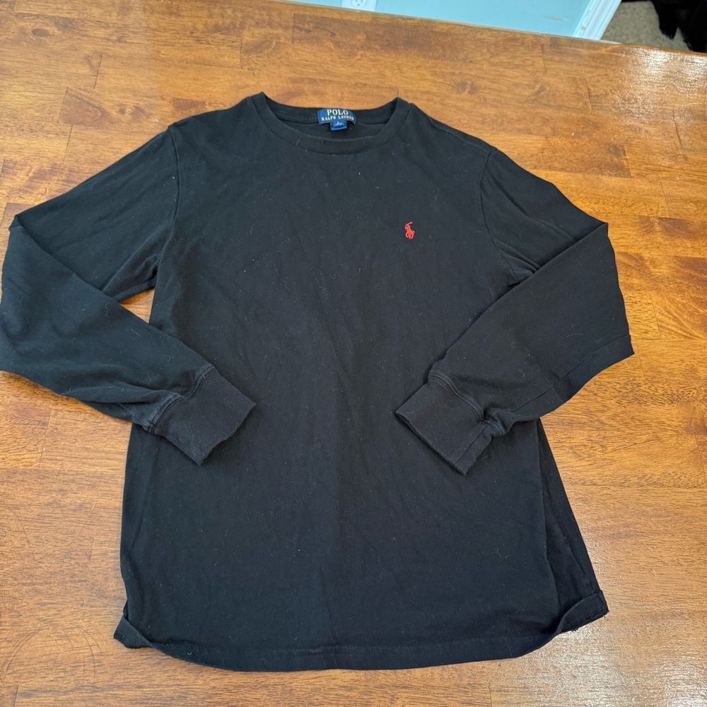 Boys Polo Ralph Lauren Black Long Sleeve Shirt size large 14-16